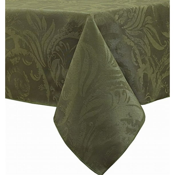 BB&B Autumn Scroll Fern Green Damask Fabric Tablecloth Table Cloth 60x84 Ob